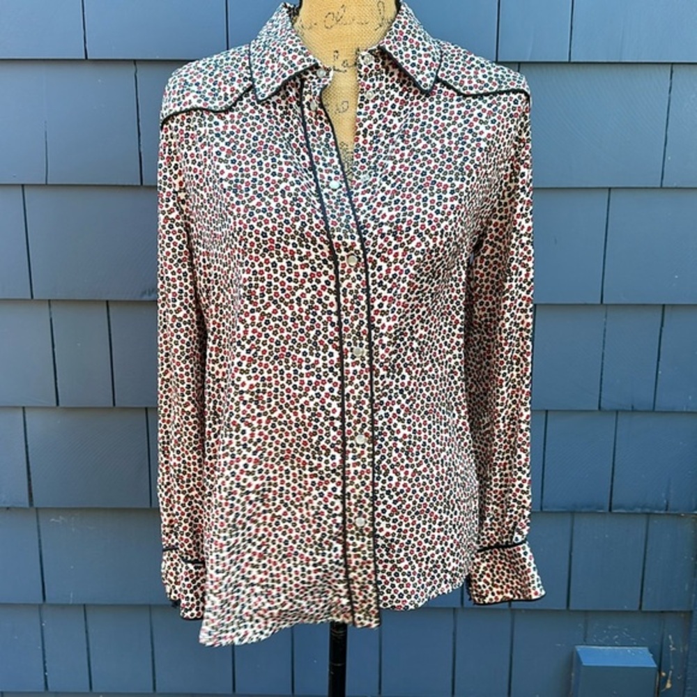 🖤♥️🖤Ottod’ame top blouse western fringe made in Italy snap large Pinup